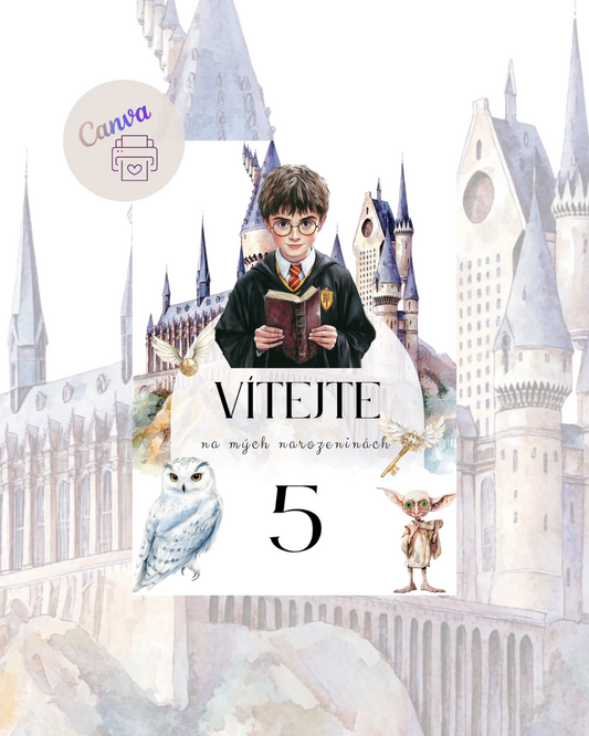 Digitální nebo tištěná pozvánka – Harry Potter a Doby + Hedvika