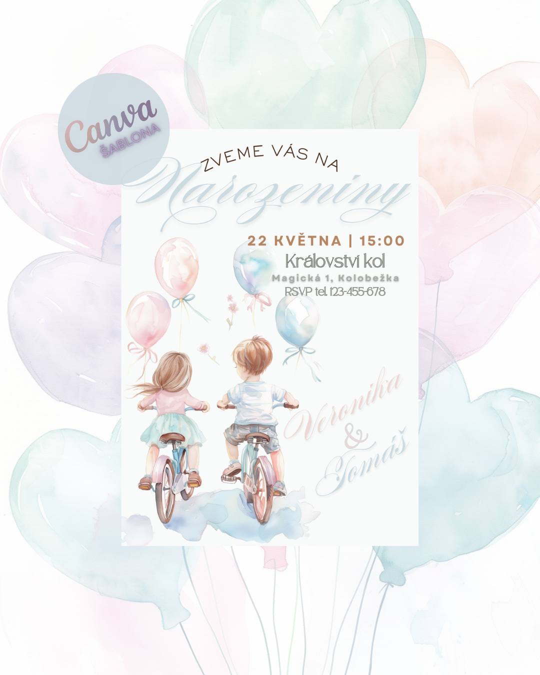 Digitální pozvánka – Sourozenci na kole 🚲💕