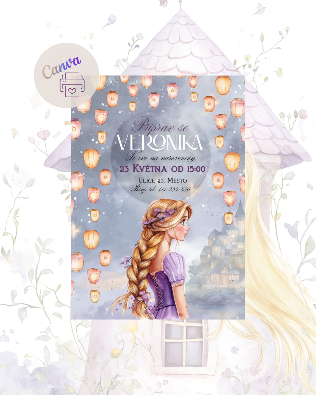 Digitální nebo tištěná pozvánka – Inspirovaná Locikou - lampióny