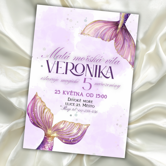 Digitální pozvánka – Inspirovaná Malou mořskou vílou - Mermaid ocas