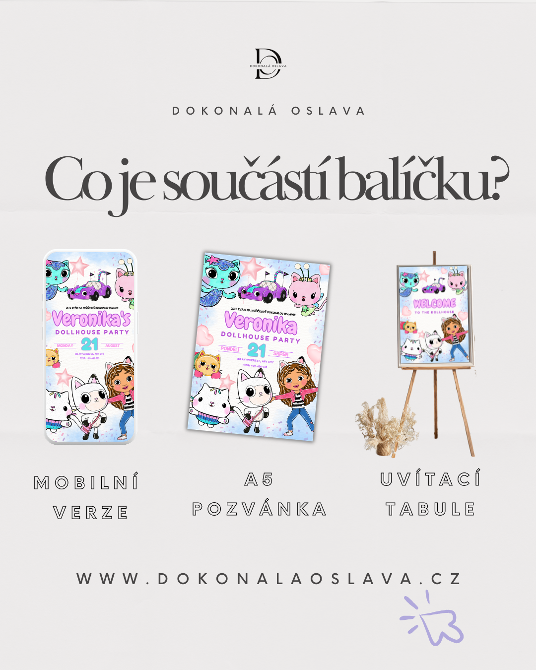 Digitální pozvánka – Dollhouse Party