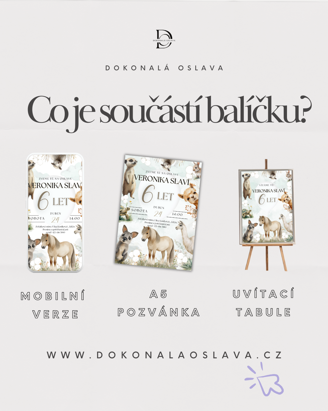 Digitální šablona narozeninové pozvánky - inspirována ZooParkem