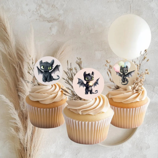 Digitální produkt - Dekorace na cupcakes v tématice černého draka