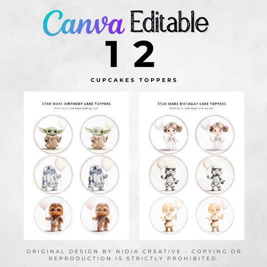 Digitální produkt - Dekorace na cupcakes v tématice Star Wars