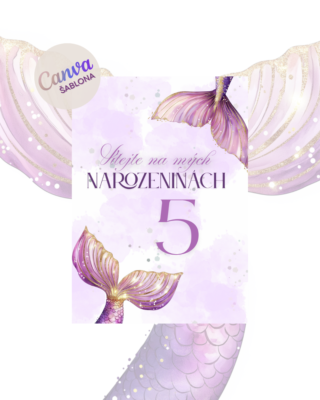 Digitální pozvánka – Inspirovaná Malou mořskou vílou - Mermaid ocas
