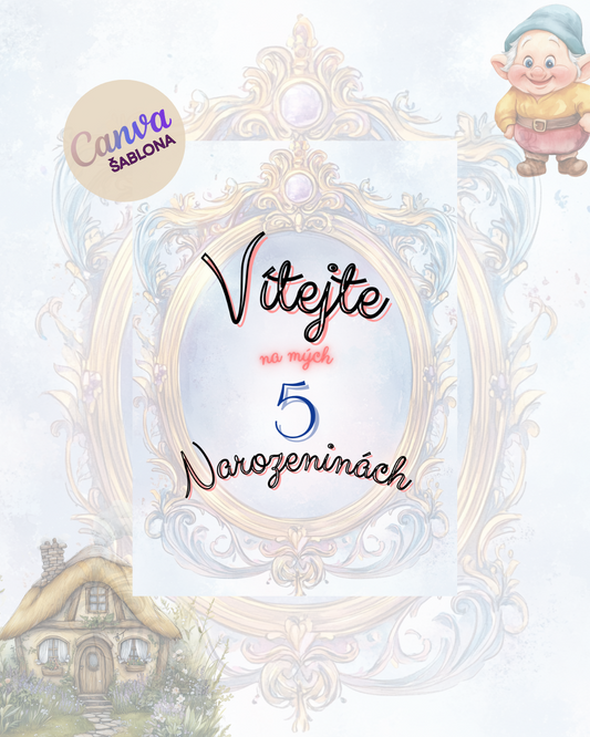 DIGITAL Snow White-themed birthday invitation template 💖 that you can edit yourself in Canva