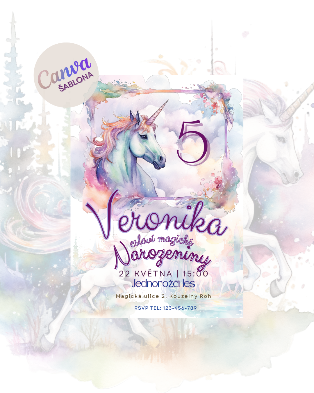 Digitální pozvánka – Magický jednorožec 🦄