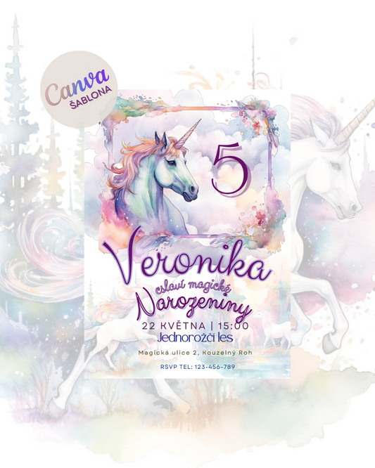 Digitální pozvánka – Magický jednorožec 🦄