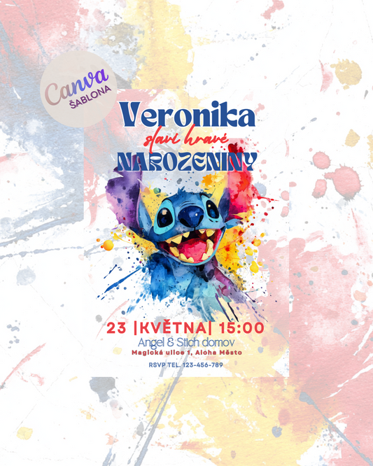 Digitální pozvánka – Stitch v art stylu