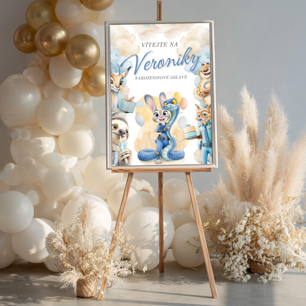 Digitální šablona narozeninové pozvánky - inspirována Zootropolisem