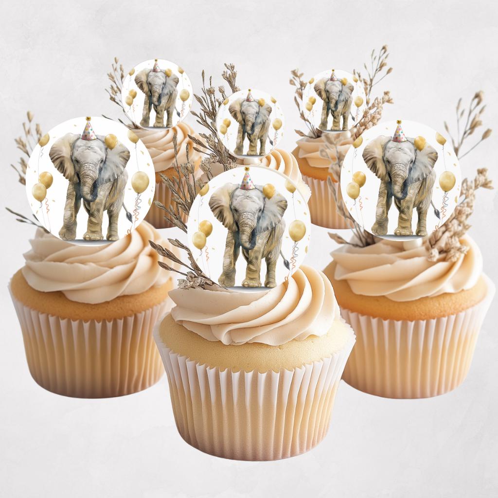 Digitální produkt - Dekorace na cupcakes v tématice sloníka