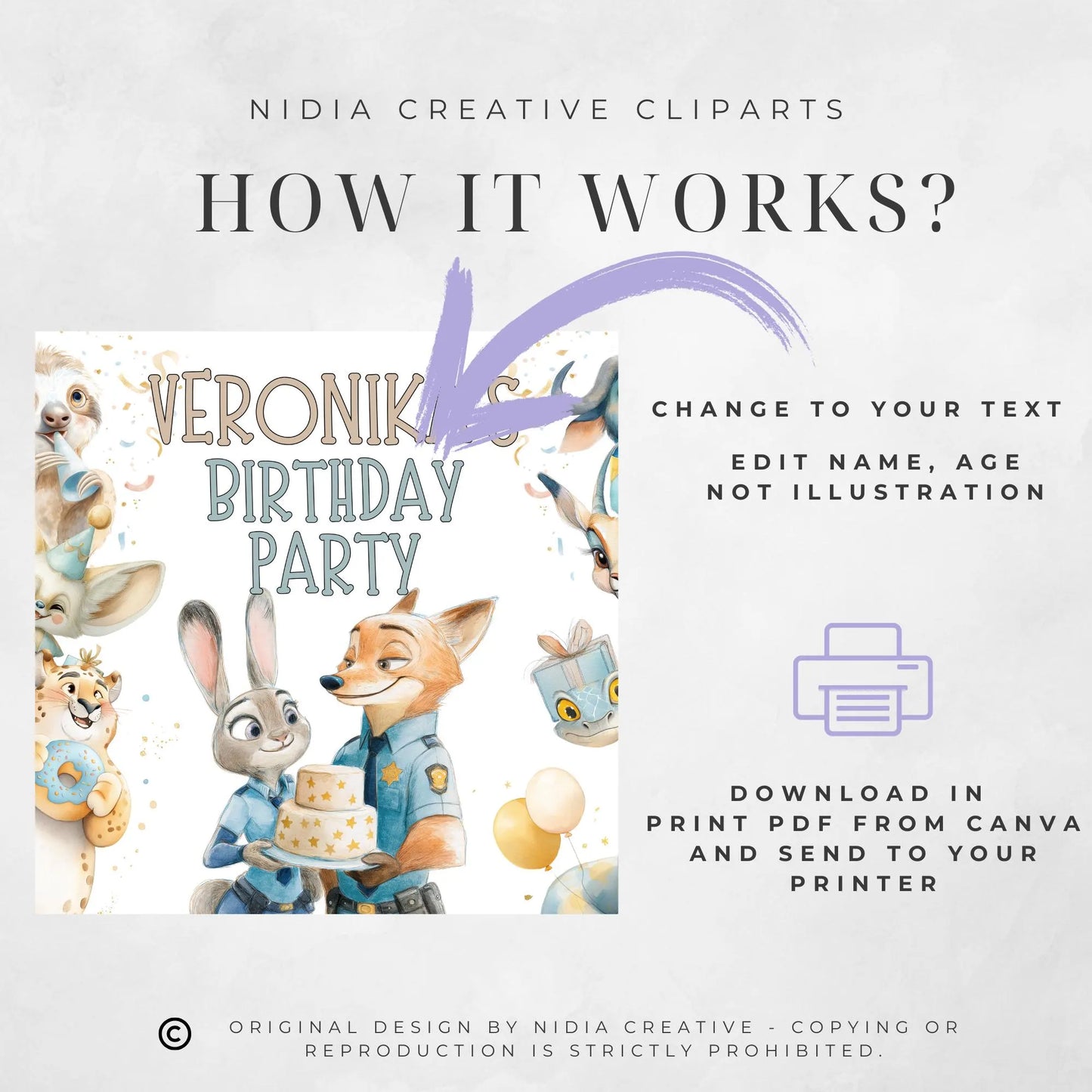 Zootopia narozeninový backdrop - Party dekorace - Digitální stažení (41x35 palců)