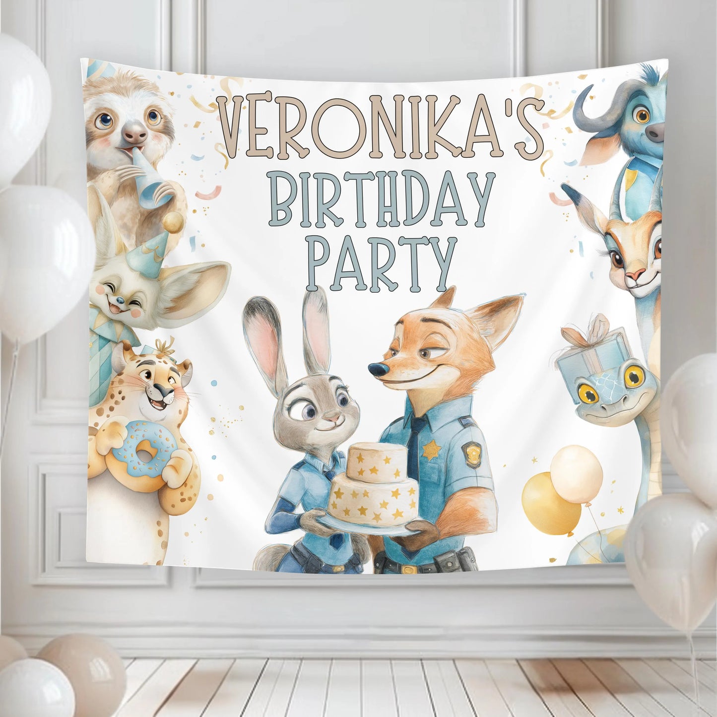 Zootopia narozeninový backdrop - Party dekorace - Digitální stažení (41x35 palců)