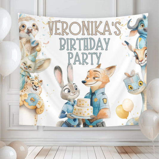 Zootopia narozeninový backdrop - Party dekorace - Digitální stažení (41x35 palců)