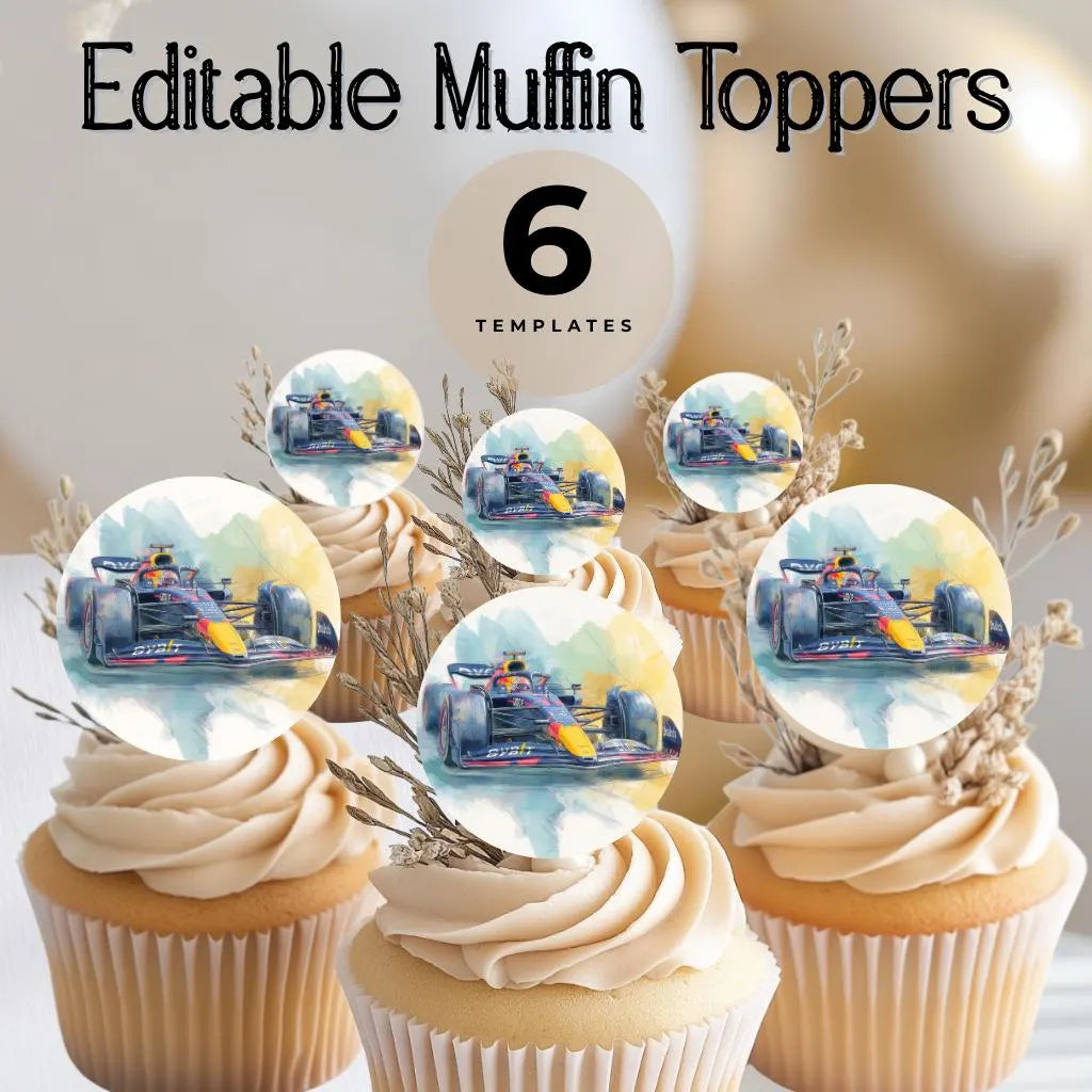 Digitální produkt - Dekorace na cupcakes v tématice formule