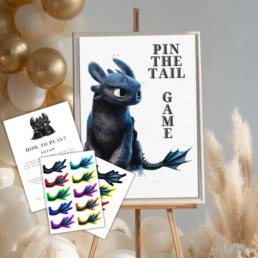 Digitální produkt - Hra Pin the tail pro děti v tématu drak