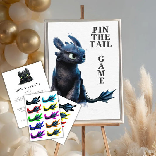 Digitální produkt - Hra Pin the tail pro děti v tématu drak